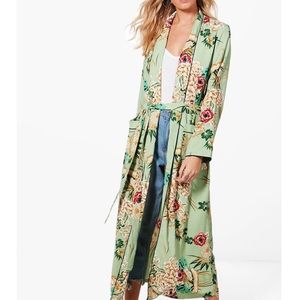 Sage Green Floral Maxi Kimono/ Robe